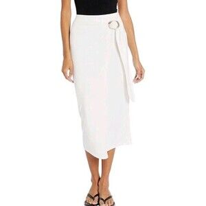 Vince Midi Wrap Skirt Womens Small Old Money Resort Cream Knit Coastal Scandi